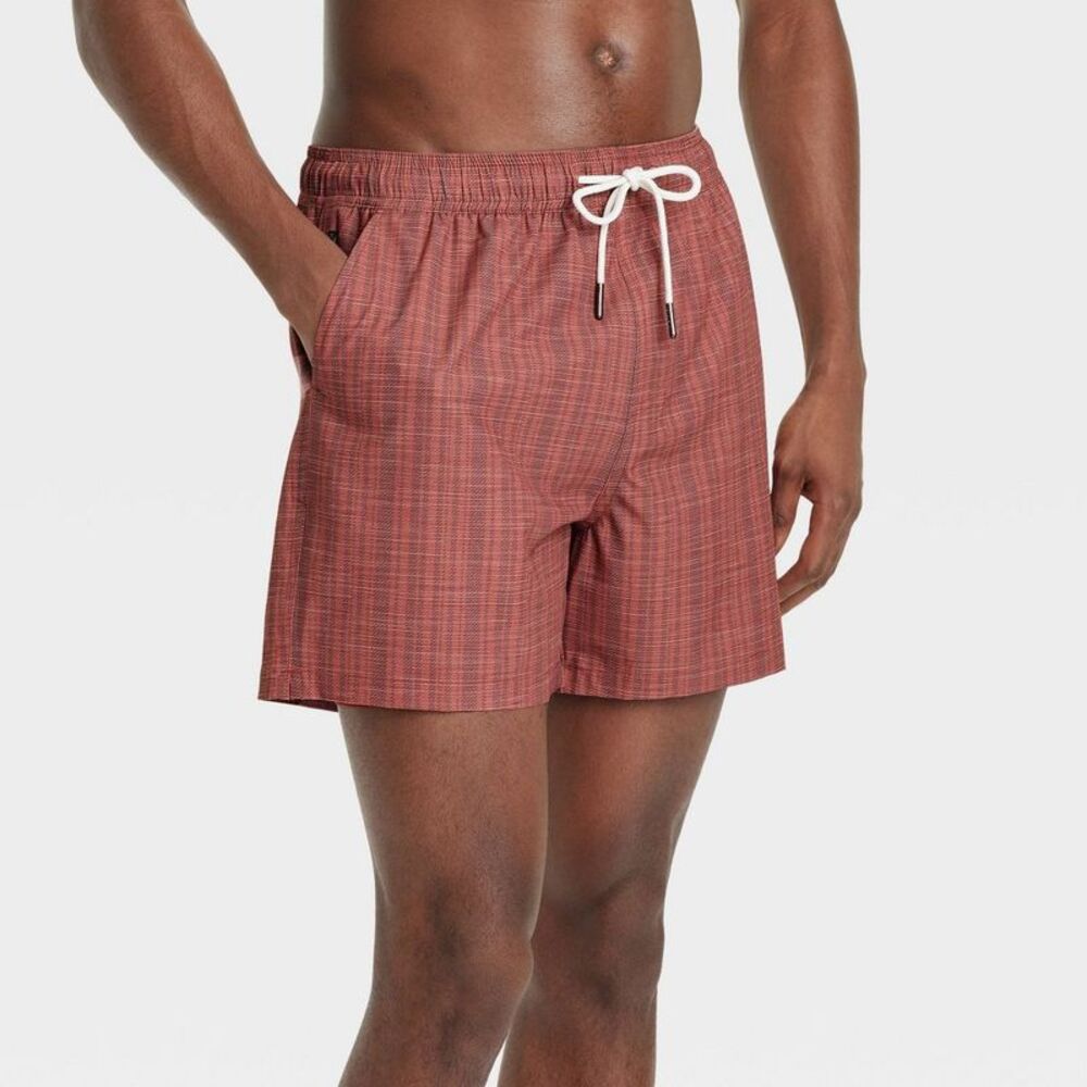 Goodfellow & Co - Men's 5" Striped Swim Shorts - Goodfellow & Co Dar Red